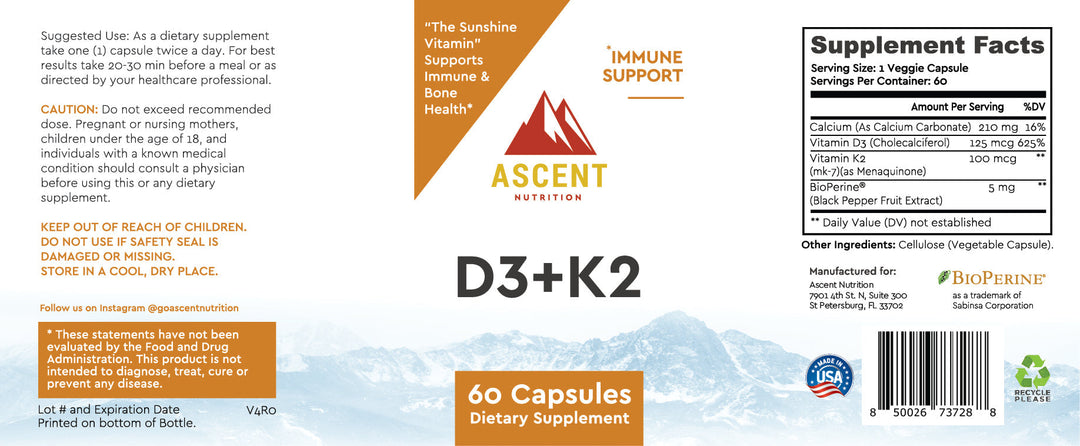 Ascent Nutrition Vitamin D3 K2